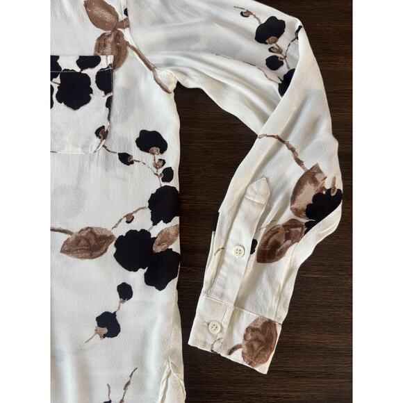 Ganni Blouse Shirt Ryder Crepe Floral Print Relaxed Fall Colors S - Picture 12 of 15